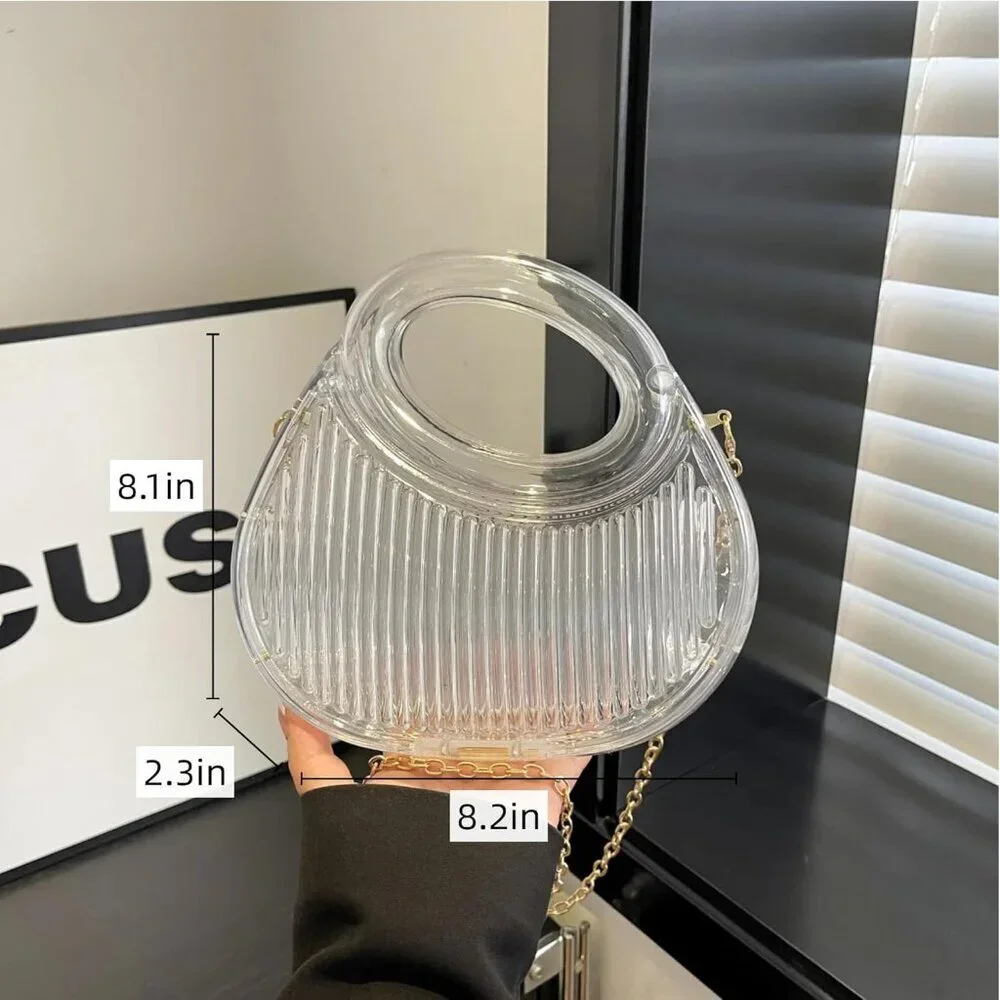 Women's Clear Buckle Small Cute Trendy Evening Party Cocktail Crossbody Clutch